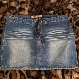 Paris Blues Women's Lace-Up Denim Mini Skirt